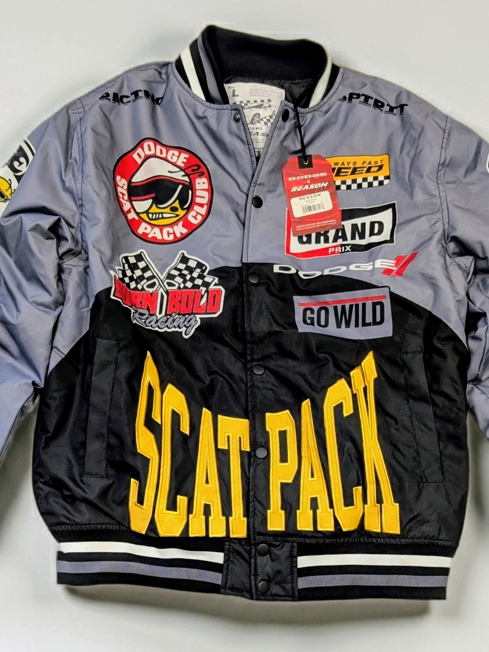 Dodge Hellcat Scat Pack Varsity Bomber Racing Jacket Men's L NWT